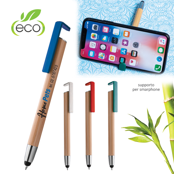 Florianna Gift - Penna bamboo supporto cellulare